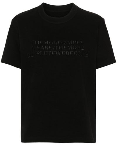 Sacai Slogan-Embroidered T-Shirt - Black