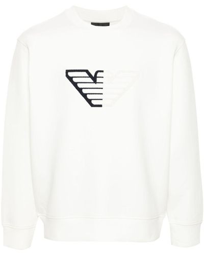 Emporio Armani Logo-Embossed Jersey Sweatshirt - White