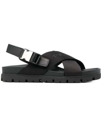 Prada Crossover-strap Buckle-fastening Sandals - Black