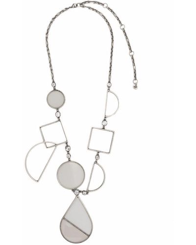 Krizia Rhinestone-Embellished Pendant Necklace - Metallic