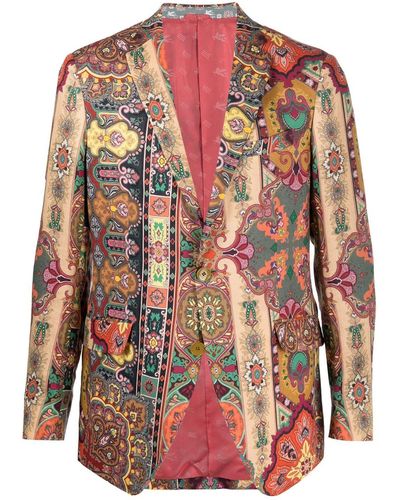 Etro Paisley Print Linen Jacket - Multicolour