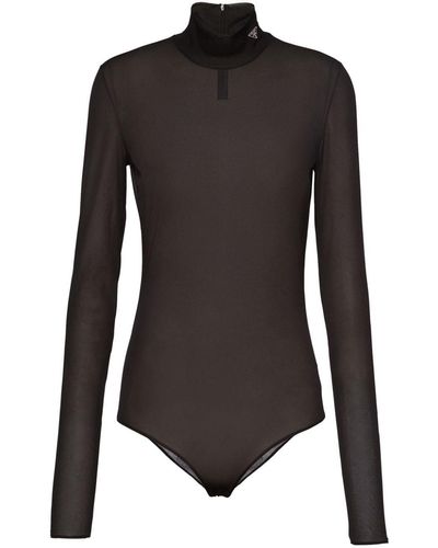Prada Gazar Triangle-logo Bodysuit - Black