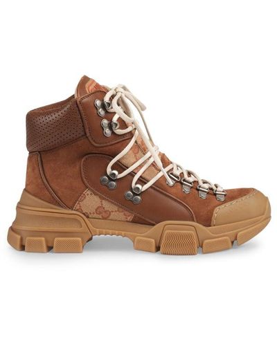 Gucci Original Journey GG Leather Trekking Boots - Brown