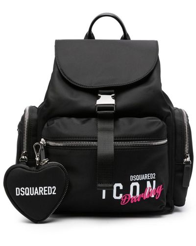 DSquared² Logo-print Gabardine-weave Backpack - Black