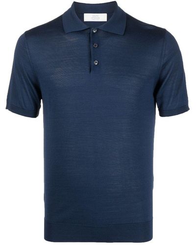 Mauro Ottaviani Short-Sleeve Silk Polo Shirt - Blue