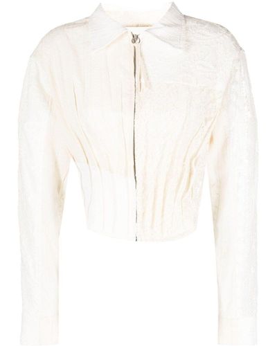 ANDERSSON BELL Corseted Lace Zip-Up Shirt - White
