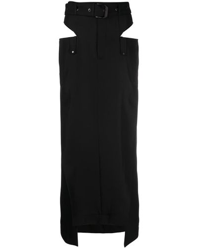 Ssheena Cut-Out Belted Maxi Skirt - Black
