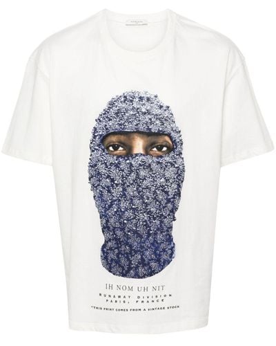 ih nom uh nit Face-Print Cotton T-Shirt - Blue