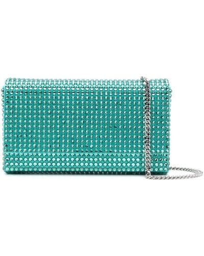 AMINA MUADDI Paloma Crystal-Embellished Clutch Bag - Green