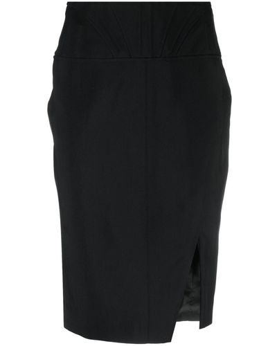 Mugler Mid-Rise Panelled Skirt - Black