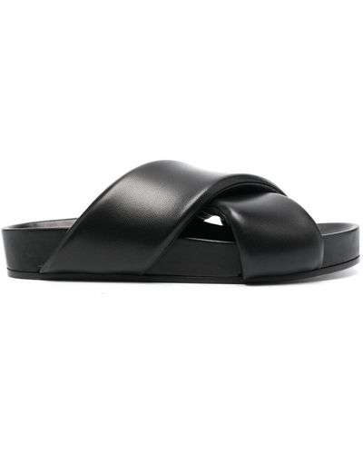 Jil Sander Crossover-Strap Leather Sandals - Black