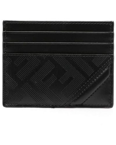 Fendi Logo-Embossed Leather Cardholder - Black