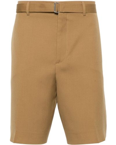 Lanvin Pressed Crease Wool Shorts - Natural