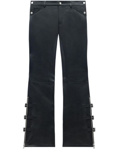 Courreges Buckle-Detailed Flared Leather Trousers - Blue