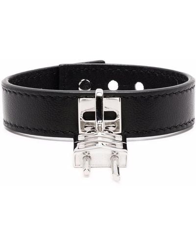 Givenchy Padlock-Detail Leather Bracelet - Black