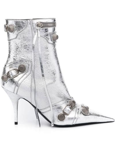 Balenciaga Cagole 90Mm Metallic Ankle Boots - White