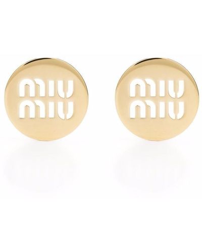 Miu Miu Miu Logo Earrings - Metallic