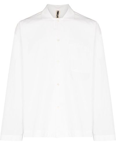 Tekla Buttoned Poplin Pyjama Shirt - White