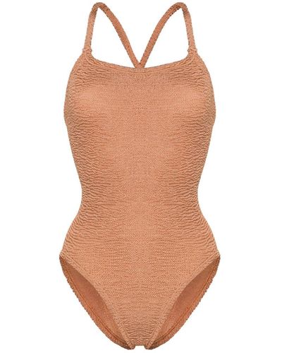 Hunza G Bette Shirred Swimsuit - Brown