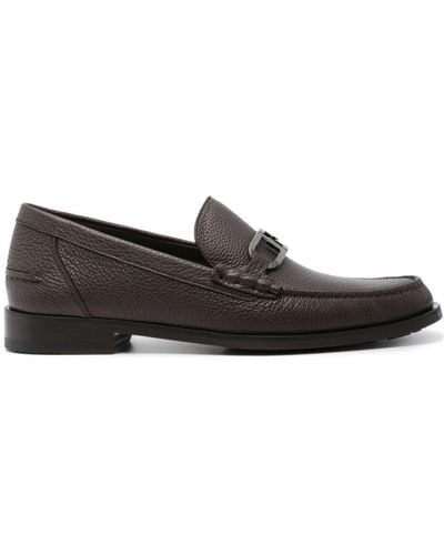 Fendi O’Lock Leather Loafers - Brown
