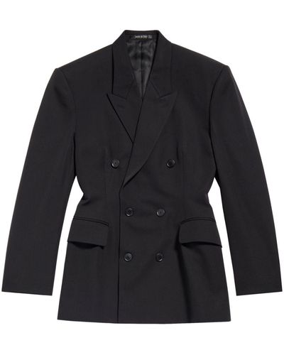 Balenciaga Cinched Wool Blazer - Black