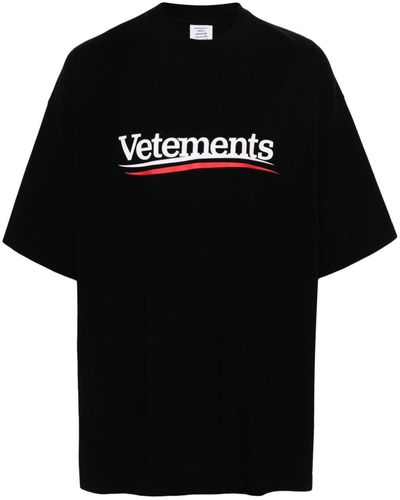 Vetements Logo-Print Cotton T-Shirt - Black