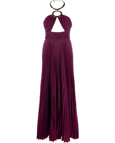 Elie Saab Pleated Cut-out Gown - Purple