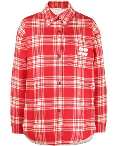 Miu Miu Plaid-check Shirt Jacket - Red