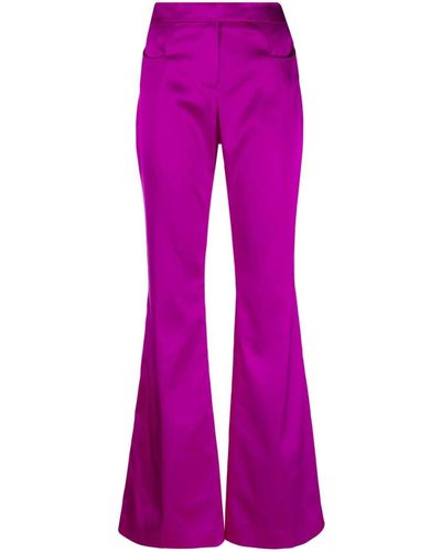 Tom Ford Flared Satin Trousers - Purple