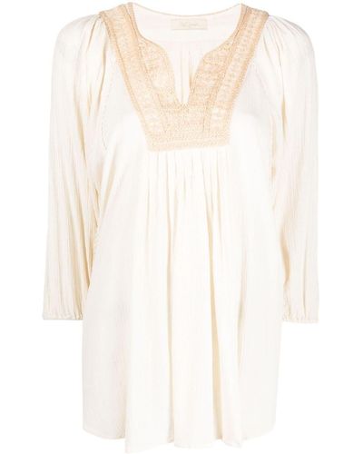 Mes Demoiselles Embroidered Crepe Blouse - White