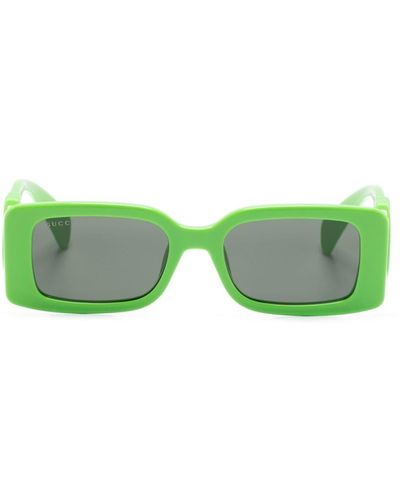 Gucci Chaise Lounge Rectangle-Frame Sunglasses - Green