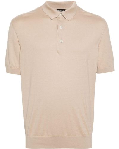 Zegna Fine-Knit Cotton Polo Shirt - Natural