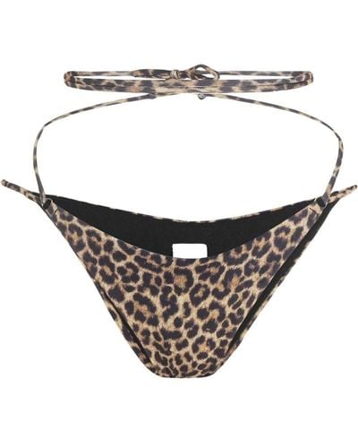 MATINEÉ Leopard-Print Crossover Bikini Briefs - Brown