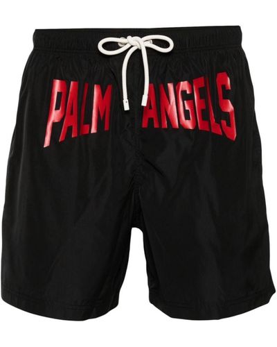 Palm Angels Pa City Logo-Print Swim Shorts - Black