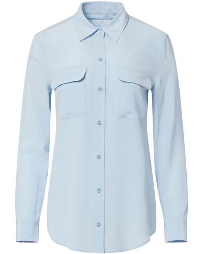 Equipment Long-Sleeve Silk Shirt - Blue