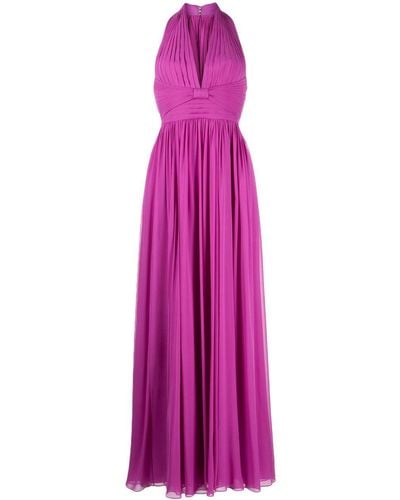 Elie Saab Halterneck Silk Gown - Purple