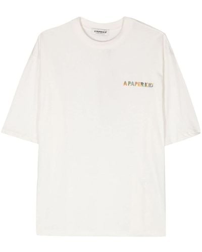 A PAPER KID Logo-Print Cotton T-Shirt - White