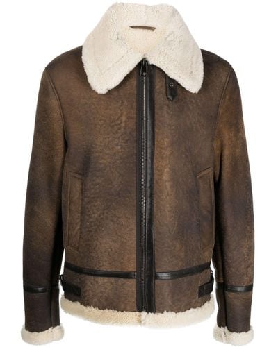 Eraldo Shearling-Lining Leather Jacket - Brown
