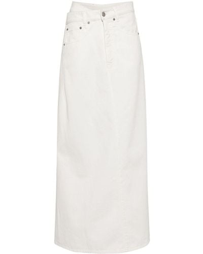 MM6 by Maison Martin Margiela Wrap-Design Midi Denim Skirt - White