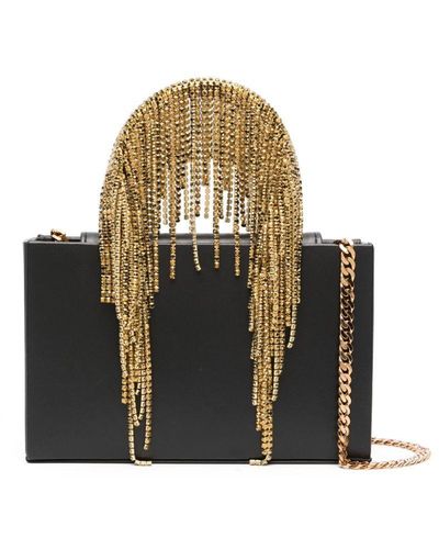 Kara Crystal Embellished-Fridge Leather Bag - Black