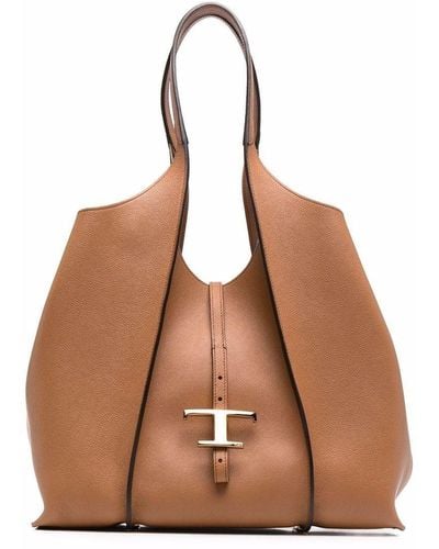 Tod's Medium T Timeless Leather Tote Bag - Brown