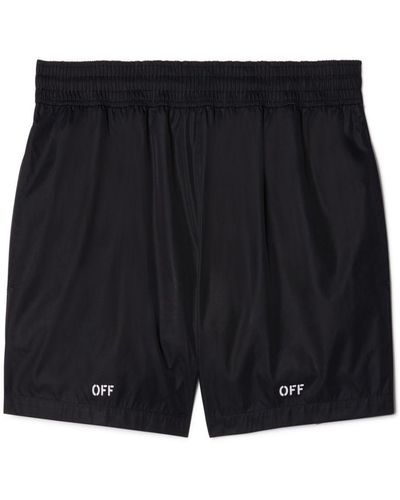 Off-White c/o Virgil Abloh Off- Logo-Print Swim Shorts - Black