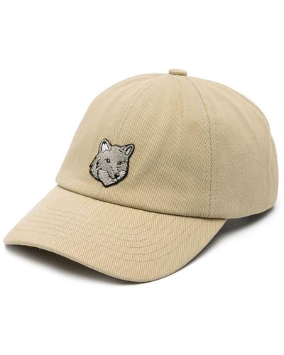 Maison Kitsuné Baseball Hat With Fox Patch - Natural