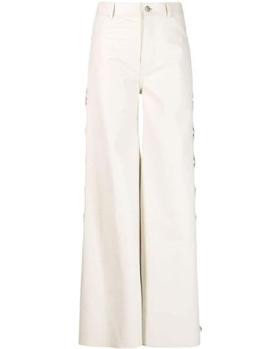 Chloé Lace-Up Leather Pants - White