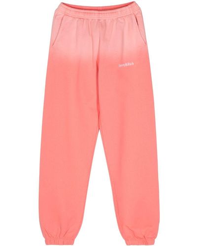 Sporty & Rich Faded-Effect Cotton Track Trousers - Red