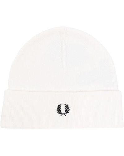 Fred Perry Logo-Embroidered Wool-Blend Beanie - White