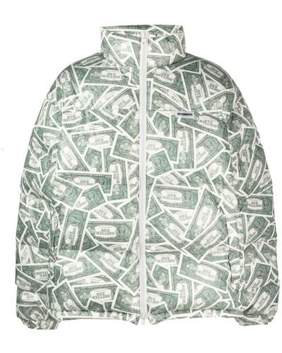 Vetements Money-print Puffer Jacket - Green