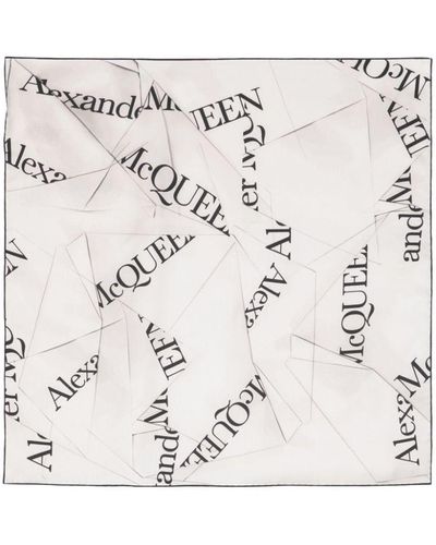 Alexander McQueen Amq Origami Logo Scarf - Natural