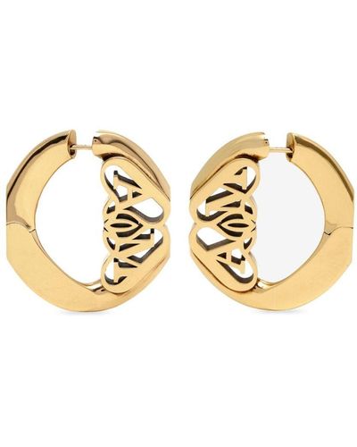 Alexander McQueen Seal Logo-Motif Hoop Earrings - Metallic