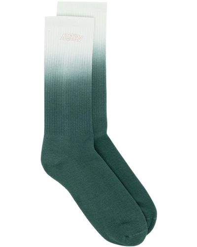 Autry Logo-Embroidered Ombré Socks - Green